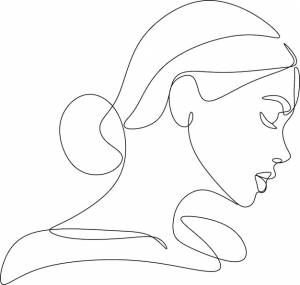 Непрерывная линия одна линия лицо аватар профиль прическа мода рисованной иллюстрации вектор красоты