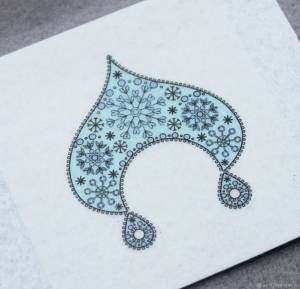 Шаблон на фетре для броши Кокошник бирюзовый