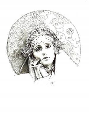 Рисунок карандашом кокошник