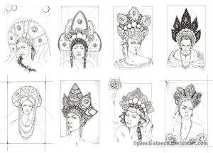 Кокошник эскиз рисунок