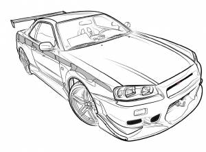Раскраски Nissan skyline r34