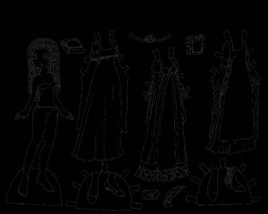 Раскраска Бумажная кукла девочка