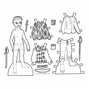 Раскраска Бумажная кукла мальчик принц