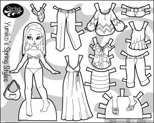 Раскраски Бумажная кукла с одеждой