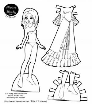 Раскраски Бумажная кукла эльза с одеждой для вырезания