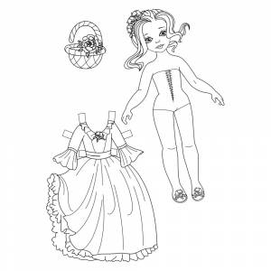 Раскраска Бумажная кукла девочка Алиса