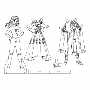 Раскраска Бумажная кукла Дисней принцесса Анна