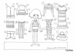 Раскраска Бумажная кукла