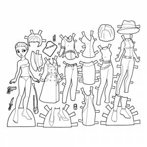 Раскраска Бумажная кукла с париками Секретный агент