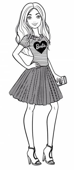 Раскраска Барби в юбке