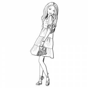 Раскраска Модница Барби купила новую сумочку