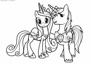 Раскраска Принцесса Каденс и Шайнинг Армор