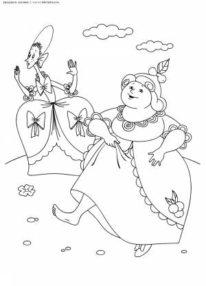 Раскраска Сестры Золушки бегут примерять хрустальную туфельку