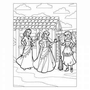 Раскраска Золушка и сводные сёстры