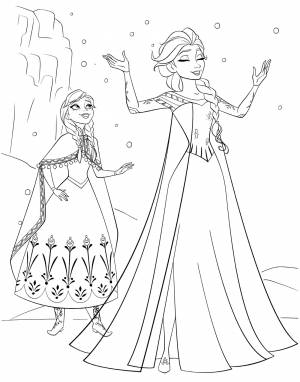 Раскраска Эльза и ее сестра Анна