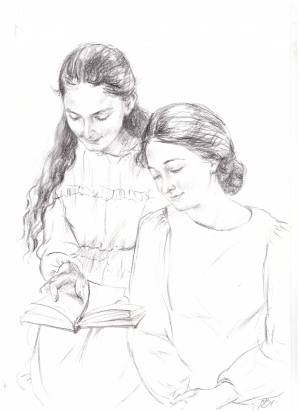 Иллюстрация Сёстры в стиле академический рисунок, графика