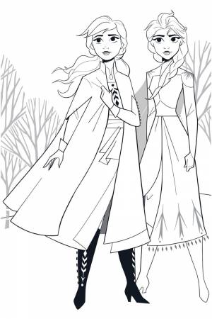Раскраска Сёстры Анна и Эльза