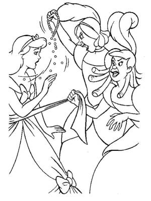 Раскраски Раскраска Сестры золушки порвали платье золушка и принц Шрек