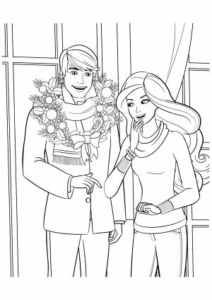 Раскраска «Барби и новогодний Кен»