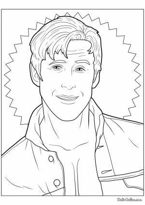 Раскраска Кен Райан Гослинг