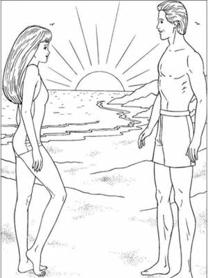 Раскраска Барби и Кен   в формате