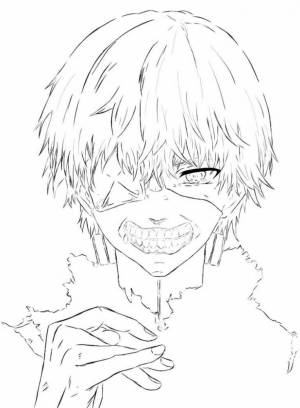 Раскраска Канеки Кен из аниме