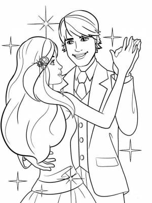 Раскраска Барби и Кен  листе  для девочек