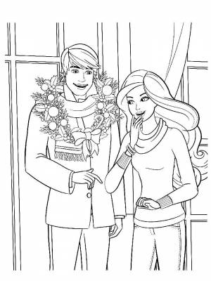 Раскраска Барби и Кен картинка на листе  для детей