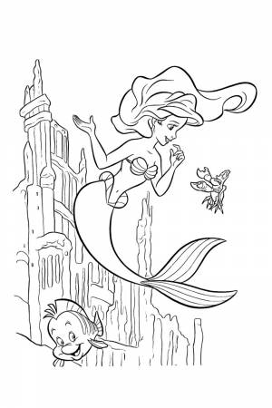 Раскраска Русалочка в подводном царстве