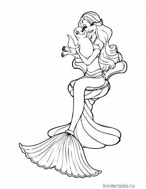 Барби и котик» раскраска для детей