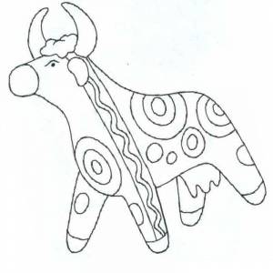 Раскраска коровка дымковская игрушка