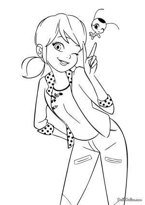 Раскраска Маринетт Дюпен Чен с квами