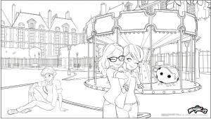 Раскраска Маринетт, Аля и Адриан