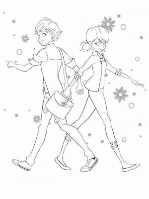Раскраски Маринетт и эдриан
