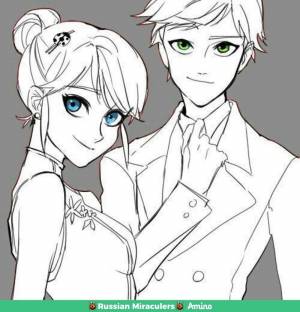 Раскраска маринетт и адриан