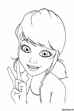 Раскраска Маринетт любит моду, своих друзей и семью, а также она тайно влюблена в Адриана Агреста