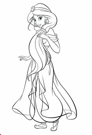 Раскраска Принцесса Жасмин