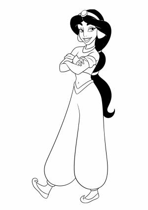 Раскраска Жасмин в красивом костюме