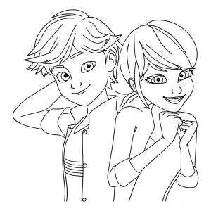 Раскраска Адриан Агрест и Маринетт Дюпен Чен