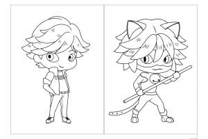 Раскраска Маринетт Дюпен Чен с квами