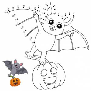 Точка в точку вампир летучая мышь хэллоуин изолированные раскраски