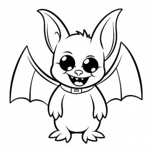 Летучая мышь вампир простые дети раскраска хэллоуин милый белый фон книга изолированный жирный шрифт