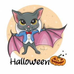 Иллюстрация Милая летучая мышь вампир в стиле 2d, детский