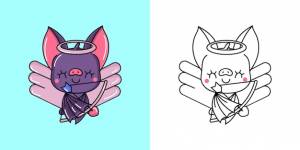 Милый клипарт летучая мышь и для раскраски мультяшный вампир иллюстрация