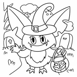 Раскраска сова-вампир на хэллоуин для детей