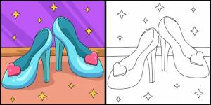 Туфли принцессы с каблуками раскраски иллюстрации
