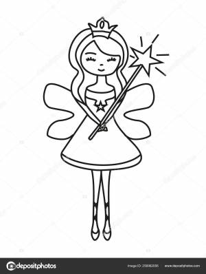 Очаровательная фея с волшебной палочкой Векторное изображение ©JackyBrown 256962056