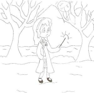 Раскраски Раскраска Девочка с волшебной палочкой Сказки