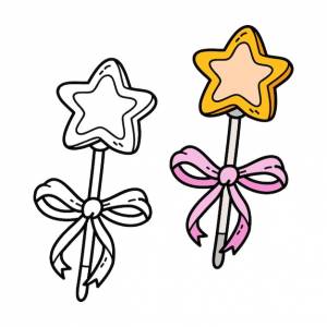 Иллюстрация раскраски страницы каракули волшебная палочка