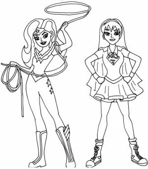 Wonder Woman and Supergirl Super Hero High Coloring Page